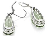 Green Prasiolite Rhodium Over Sterling Silver Earrings 17.00ct