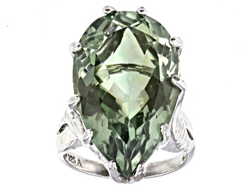 Picture of Green Prasiolite Rhodium Over Sterling Silver Ring 17.00ct