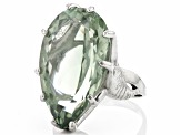 Green Prasiolite Rhodium Over Sterling Silver Ring 17.00ct