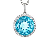 Paraiba Blue Color Topaz Platinum Over Sterling Silver Pendant With Chain 5.25ctw