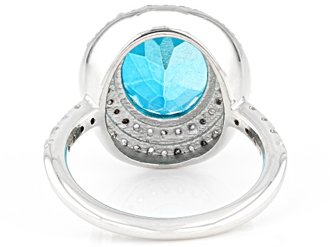 Paraiba Blue Color Topaz Platinum Over Sterling Silver Ring 5.73