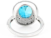 Paraiba Blue Color Topaz Platinum Over Sterling Silver Ring 5.73ctw