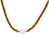 Orange Hessonite Garnet Rhodium Over Sterling Silver Necklace
