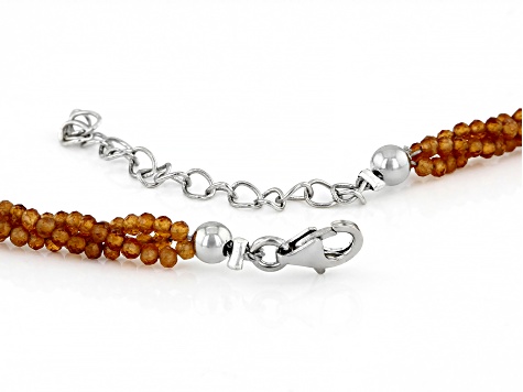Orange Hessonite Garnet Rhodium Over Sterling Silver Necklace
