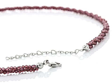 Red Garnet Rhodium Over Sterling Silver Necklace