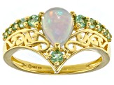 Multi-Color Ethiopian Opal 18k Yellow Gold Over Sterling Silver Ring 1.04ctw
