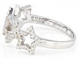 White Zircon Rhodium Over Sterling Silver Star Band Ring 0.64ctw