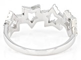 White Zircon Rhodium Over Sterling Silver Star Band Ring 0.64ctw