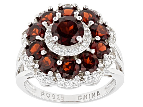 Red Garnet Rhodium Over Sterling Silver Ring 4.25ctw