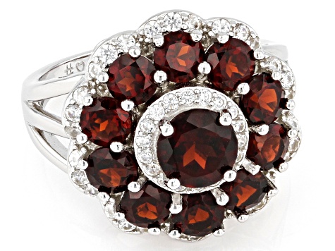 Red Garnet Rhodium Over Sterling Silver Ring 4.25ctw