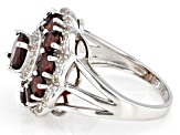 Red Garnet Rhodium Over Sterling Silver Ring 4.25ctw