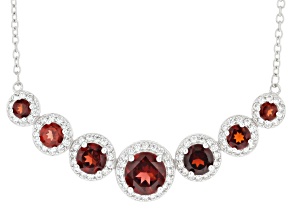 Red Garnet Rhodium Over Sterling Silver Necklace 4.40ctw