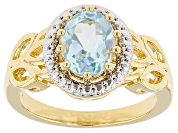 Picture of Sky Blue Topaz 18k Yellow Gold Over Bronze Ring 2.13ct