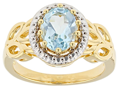 Sky Blue Topaz 18k Yellow Gold Over Bronze Ring 2.13ct