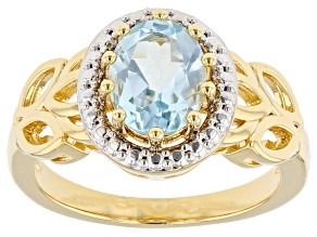 Sky Blue Topaz 18k Yellow Gold Over Bronze Ring 2.13ct