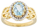 Sky Blue Topaz 18k Yellow Gold Over Bronze Ring 2.13ct