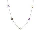 Multi-Color Multi-Gemstone Rhodium Over Sterling Silver Station Necklace 27.00ctw