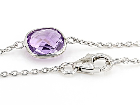 Sterling Silver Station Pendant Pearl Amethyst popular Gemstone Chain Necklace