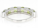 Green Peridot Rhodium Over Sterling Silver 6-Stone Ring 1.50ctw