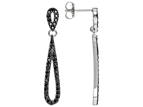 Black Spinel Rhodium Over Sterling Silver Dangle Earrings 1.36ctw