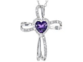 Purple Amethyst Rhodium Over Sterling Silver Pendant With Chain 1.12ctw