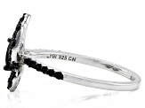 Black Spinel Rhodium Over Sterling Silver Butterfly Ring 0.90ctw