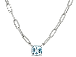 Sky Blue Topaz Rhodium Over sterling Silver Paperclip Necklace 1.07ct