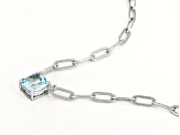 Sky Blue Topaz Rhodium Over sterling Silver Paperclip Necklace 1.07ct