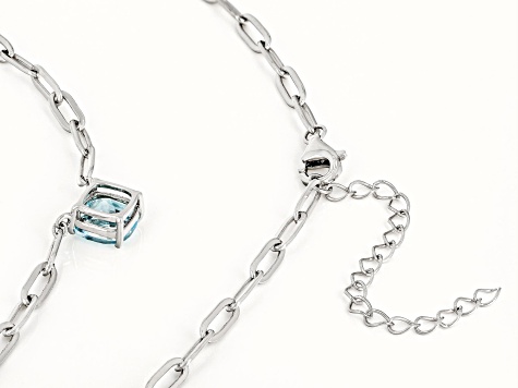 Sky Blue Topaz Rhodium Over sterling Silver Paperclip Necklace 1.07ct
