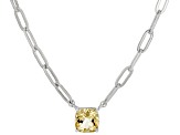 Yellow Citrine Rhodium Over Sterling Silver Paperclip Necklace 0.79ct