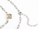 Yellow Citrine Rhodium Over Sterling Silver Paperclip Necklace 0.79ct