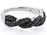 Black Spinel Rhodium Over Sterling Silver Band Ring 0.81ctw