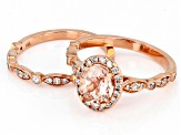 Peach Morganite 14k Rose Gold Ring Set 1.40ctw