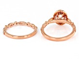 Peach Morganite 14k Rose Gold Ring Set 1.40ctw