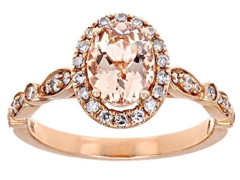 Peach Morganite 14k Rose Gold Ring Set 1.40ctw