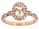Peach Morganite 14k Rose Gold Ring Set 1.40ctw