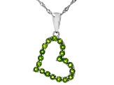 Green Chrome Diopside Rhodium Over Sterling Silver Heart Pendant With Chain 1.40ctw