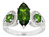 Green Chrome Diopside Rhodium Over Sterling Silver Ring 2.53ctw