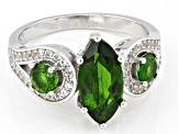 Green Chrome Diopside Rhodium Over Sterling Silver Ring 2.53ctw