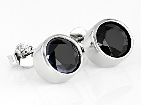 Black Spinel Rhodium Over Sterling Silver Stud Earrings 5.40ctw ...