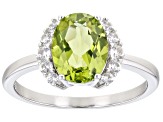 Green Peridot Rhodium Over Sterling Silver Ring 1.85ctw