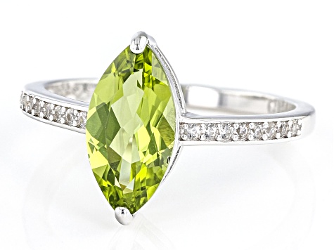 Green Peridot Rhodium Over Sterling Silver Ring Set 2.50ctw