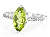 Green Peridot Rhodium Over Sterling Silver Ring Set 2.50ctw