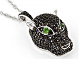 Black Spinel Rhodium Over sterling Silver Panther Pendant With Chain 3.05ctw