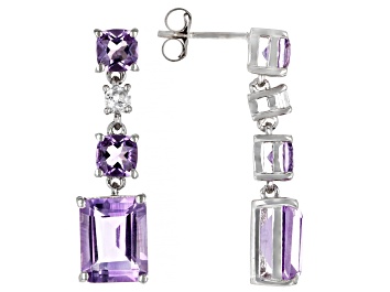 Picture of Purple Amethyst Platinum Over Sterling Silver Earrings 8.04ctw