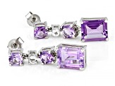 Purple Amethyst Platinum Over Sterling Silver Earrings 8.04ctw