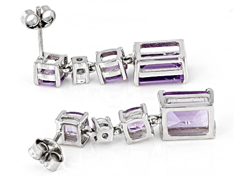 Purple Amethyst Platinum Over Sterling Silver Earrings 8.04ctw