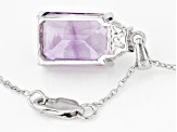 Purple Amethyst Platinum Over sterling Silver Pendant With Chain 7.20ctw