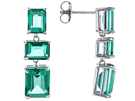 Green Topaz Platinum Over Sterling Silver Dangle Earrings 15.25ctw