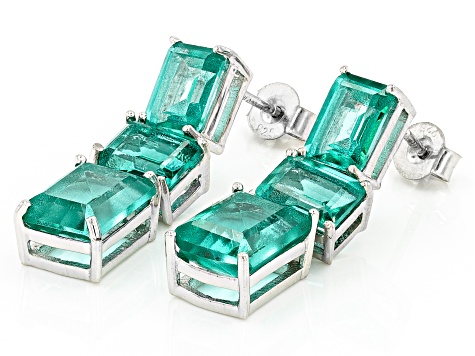 Green Topaz Platinum Over Sterling Silver Dangle Earrings 15.25ctw